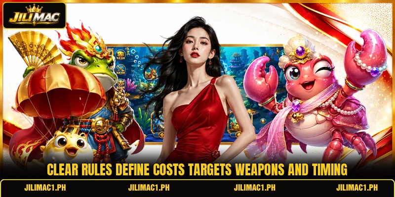 Clear rules define costs targets weapons and timing