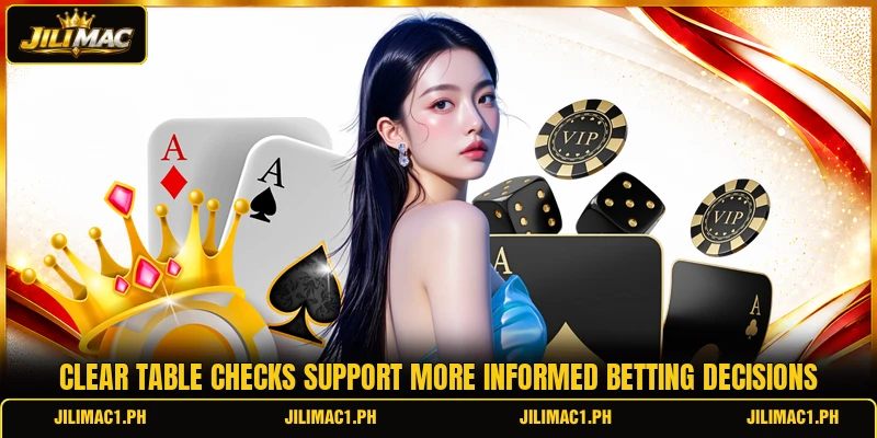Clear table checks support more informed betting decisions