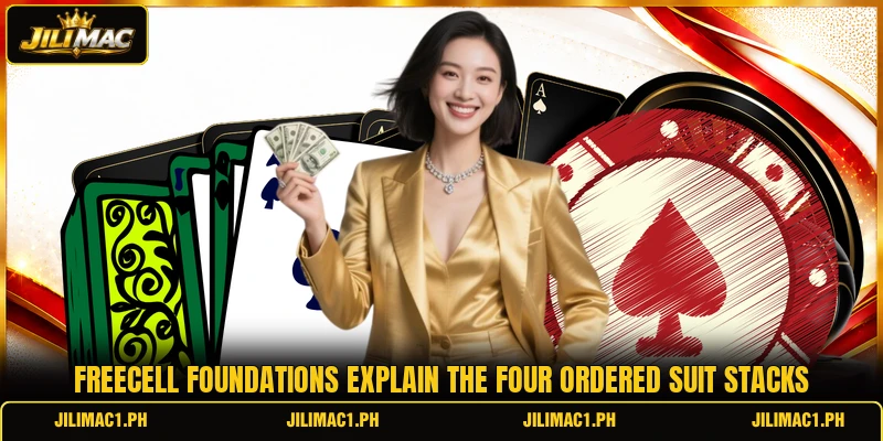 Freecell foundations explain the four ordered suit stacks