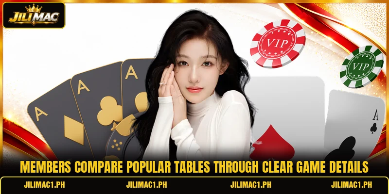Members compare popular tables through clear game details