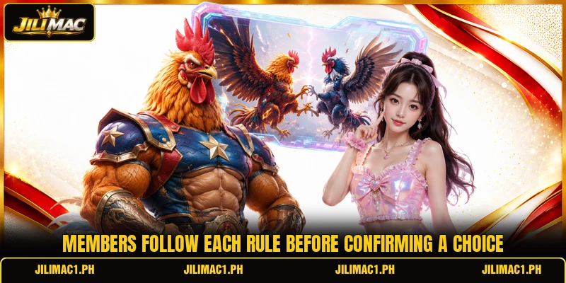 Members follow each rule before confirming a choice